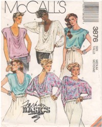 3876 1988 SLEEVES OR NOT FRONT OR BACK DRAPE TOP PATTERN 14,16